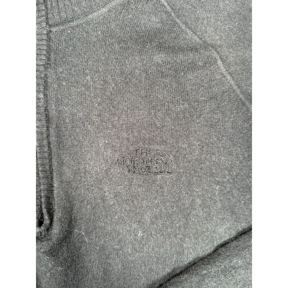 North Face Sweater Mens Medium Long Sleeve 1/4 Zip Black Wool  Pullover
